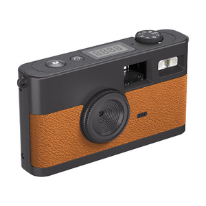 Appareil photo numérique rétro sans écran pour débutants, texture cuir, 8 filtres, flash LED rechargeable, idéal pour les étudiants et l'enregistrement quotidien sur le campus - Product Image 2