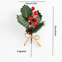 Ranting Kerucut Pinus Buatan Warna Merah Berry, Jarum Salju, Dekorasi Natal Pabrik, Dekorasi Natal Liburan