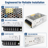Alimentation à découpage triple sortie 50W 5V 15V -15V T-50C, SMPS AC/DC à trois sorties pour contrôle industriel