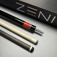 Tongkat Biliar Premium ZENI ZX01 Serat Karbon 12.2mm/12.5mm Double Shaft Desain 1/2 Split dengan Gagang Kayu Ebony dan Sambungan Radial untuk 9-ball