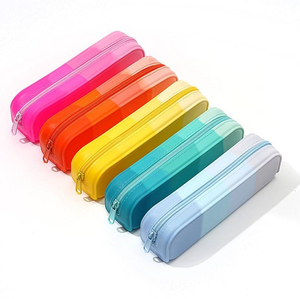 Étui à crayons en silicone couleur macaron, trousse à crayons de papeterie, étui à crayons portable et mignon - Product Image 5