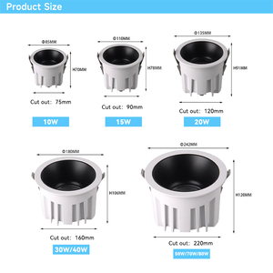 Dali thiết kế mới COB Ánh sáng thay đổi độ sáng CCT <span class=keywords><strong>LED</strong></span> Đèn Downlight chống chói trong nhà chiếu sáng tại chỗ IP65 đánh giá 4000K màu - Product Image 5