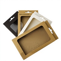 Boîte d'emballage pour téléphone portable en papier kraft vierge avec fenêtre, impression de logo, transparente, livraison rapide, universelle, personnalisable