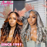 Perruque Lace Front en Cheveux Humains Vierges Naturels avec Monofilament, Dentelle HD Transparente, Couleur Rougeâtre, Sans Colle
