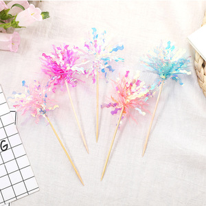 Adorno para <span class=keywords><strong>Pastel</strong></span> con Láser Arcoíris y Efecto Fuegos Artificiales, Flecos Metálicos Brillantes, para Decoración de <span class=keywords><strong>Cumpleaños</strong></span>, Aniversarios y Revelación de Género - Product Image 2