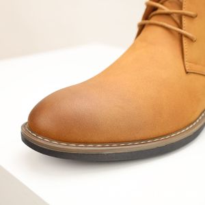 Bottes Chukka pour hommes en faux daim marron à lacets, bout rond, semelle extérieure en caoutchouc respirante, style automne, livraison directe - Product Image 2