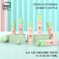 Flacon pompe sans air en plastique vert pour cosmétiques, brume visage et corps, 15 ml, 30 ml, 50 ml, 80 ml, 100 ml, pour soins de la peau