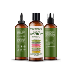 Huile de romarin 100% pure pour les cheveux - Huile capillaire à la romarin avec biotine, babata, jojoba et huile de ricin pour cheveux abîmés, hydrate le cuir chevelu - Product Image 1