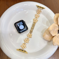 Elegante Correa de Metal con Flores para Reloj, Compatible con Apple Watch 38 40 41 42 44 45 49mm, Correa de Joyería para Mujer