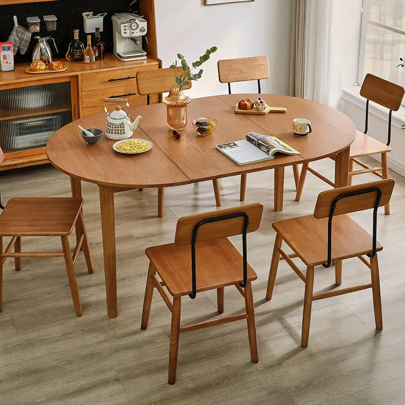 Precio de fábrica simple, mesa de comedor rectangular minimalista, mesa de comedor extensible de madera
