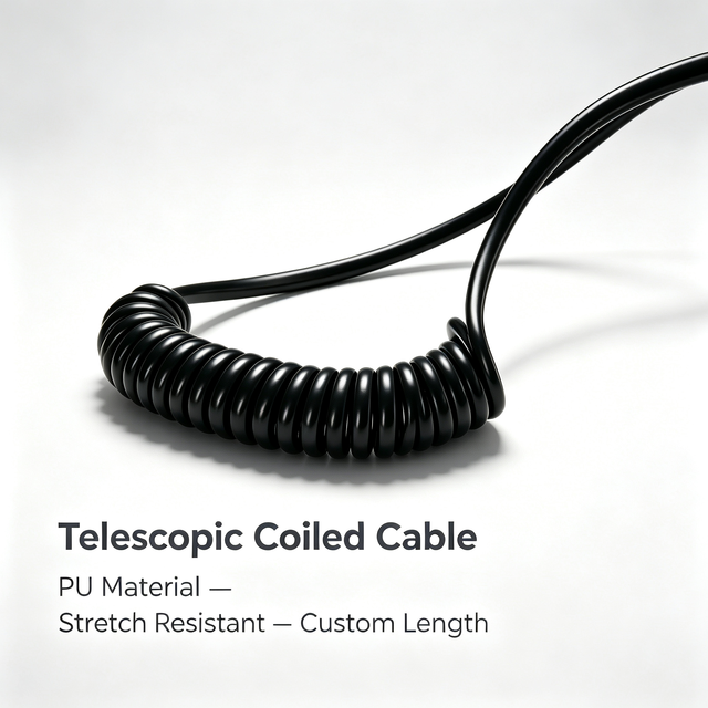 Manufacturer Industrial Spiral Power Cord Custom Coiled Cable Flexible Electrical Wire Retractable Spring Cable