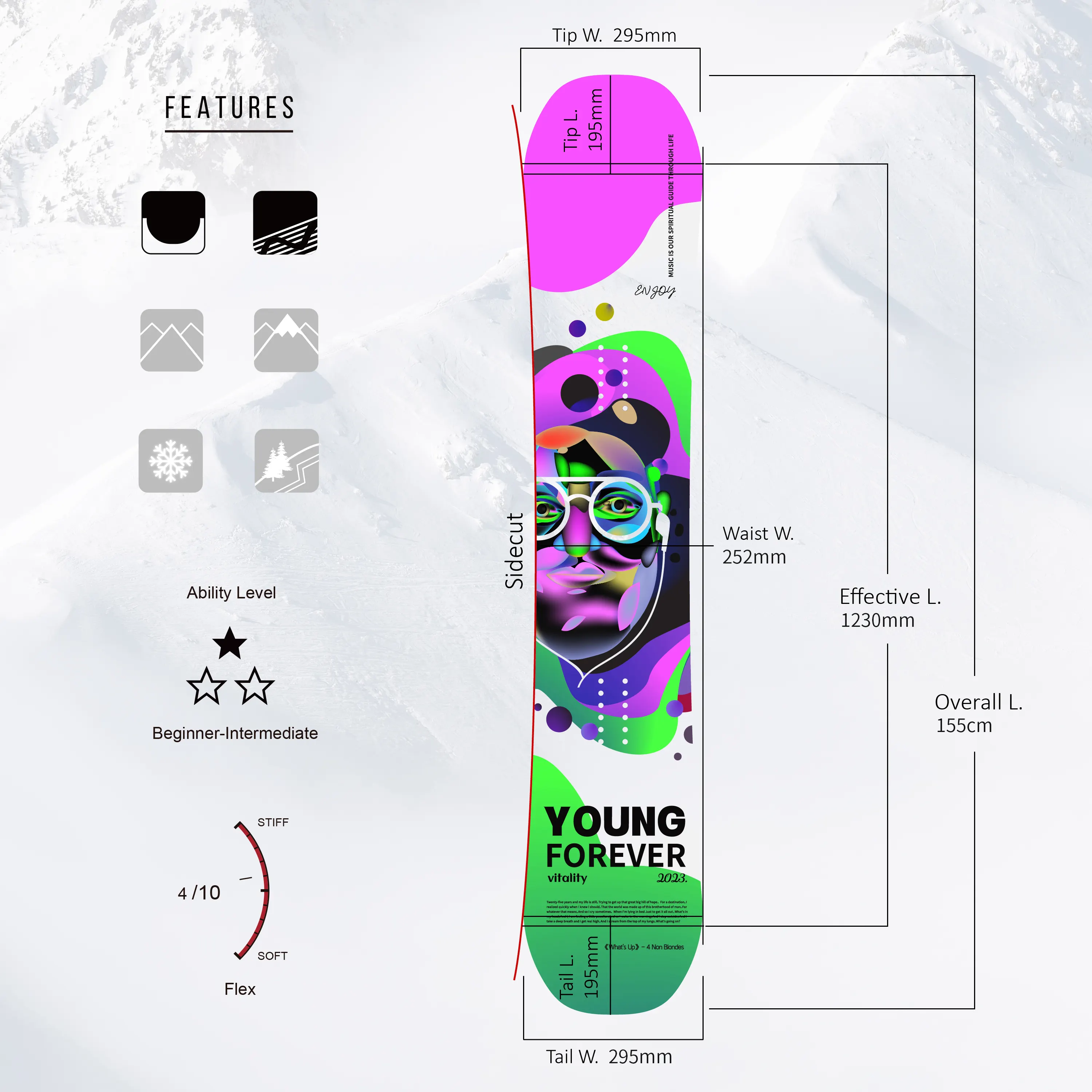 MYOUTH Outdoor Sports Board Skiing Plate Park Smooth Freestyle Custom Bindings Snowboard