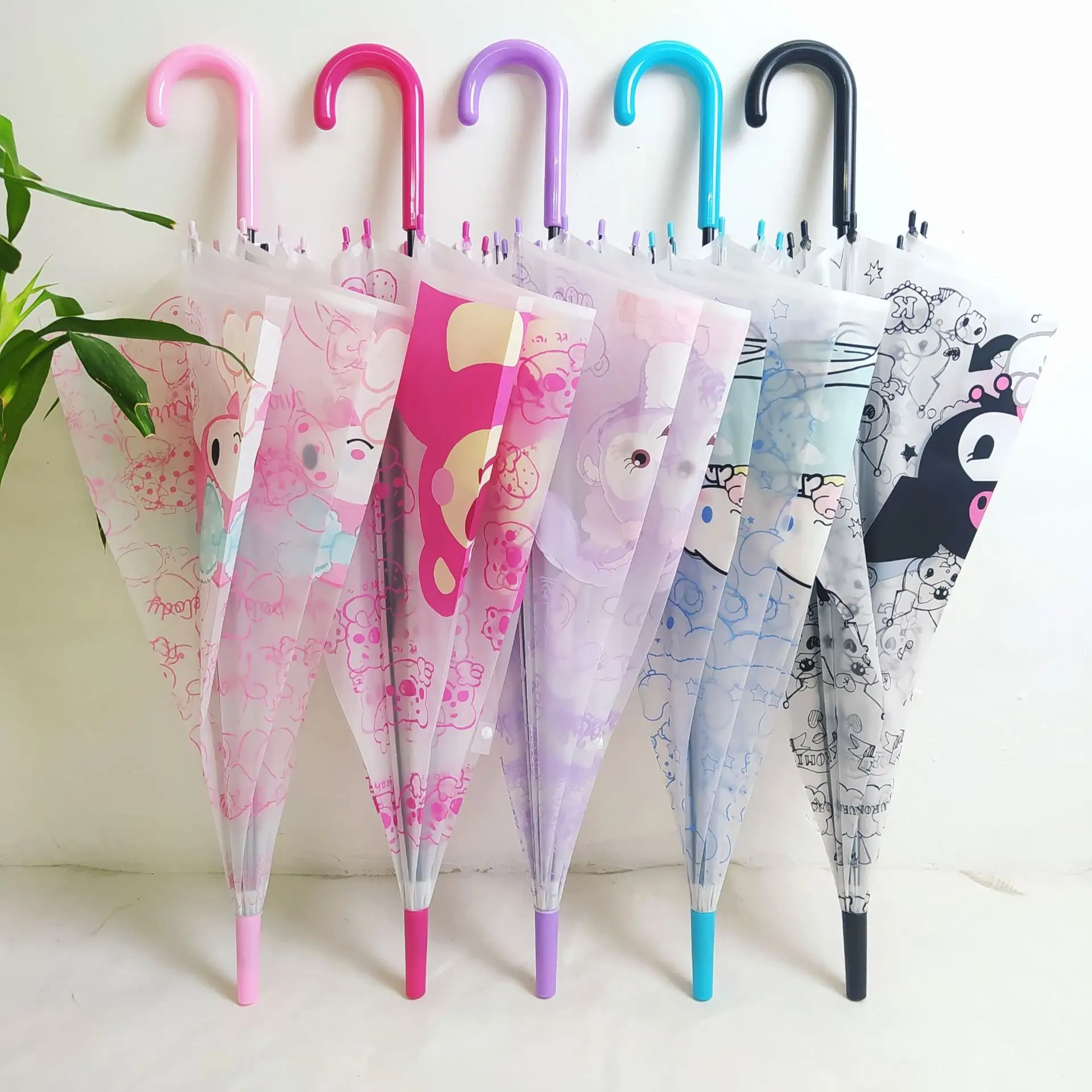 PVC pubblicità trasparente per studenti regalo ombrello in plastica Auto stampa ombrello trasparente smerigliato W24-118