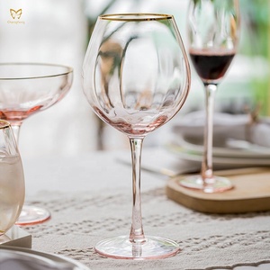 Juego de vasos de cristal de boda de lujo de color rosa y borde dorado Coupe Glass, champán, Martini y cóctel, postre y vasos para beber - Product Image 5