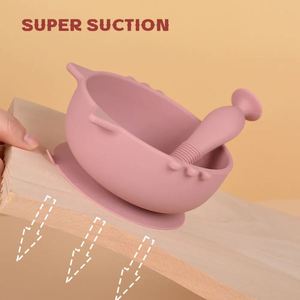 Cartoon Rabbit Silicone Feeding Bowl Set Non-Slip BPA Free Custom <b>Kids</b> <b>Dining</b> Product for Toddler Training Baby Food Grade - Product Image 5