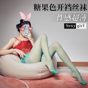 Open Crotch Pantyhose For Women 8D Sheer Ultra Thin Nylon Solid Color Tights Youth Size - Product Image 4