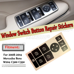 Nouveaux autocollants de réparation pour boutons de lève-vitres de voiture Mercedes-Benz 08-14 W204 C300 C350 – Kit de réparation pour boutons décolorés et dégradés - Product Image 1
