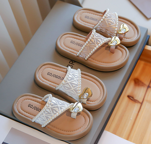 Summer Toe Cooling <b>Slippers</b> With Exposed Heel Anti Breathable Pearl <b>Slippers</b> With Exposed Toe Kids Sandals Size 26-36 - Product Image 2