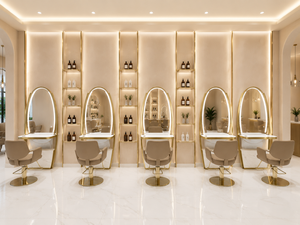 Diseño Interior Personalizado para Salón de Belleza, Muebles de Salón de Belleza Color Crema, Estación de Estilismo de Lujo, Solución Completa para Equipamiento de Salón - Product Image 3