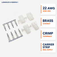 Terminaux automobiles domestiques 6-928918-1 sur bobine, pour fil de calibre 22 AWG, avec contact en laiton et boîtier en cuivre, mâle