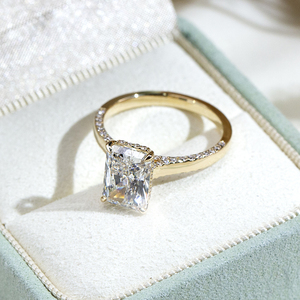 Messi Jewelry MSR-2143 10K Gold Radiant Shape Halo <b>Ring</b> Lab Grown <b>Diamond</b> <b>Ring</b> - Product Image 4