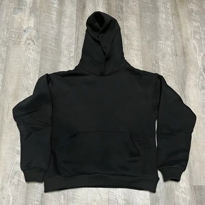 Sweat-shirt à capuche oversize en molleton de coton teint uni, anti-rétrécissement, épais, avec poches, écologique, idéal pour l'hiver - Product Image 1