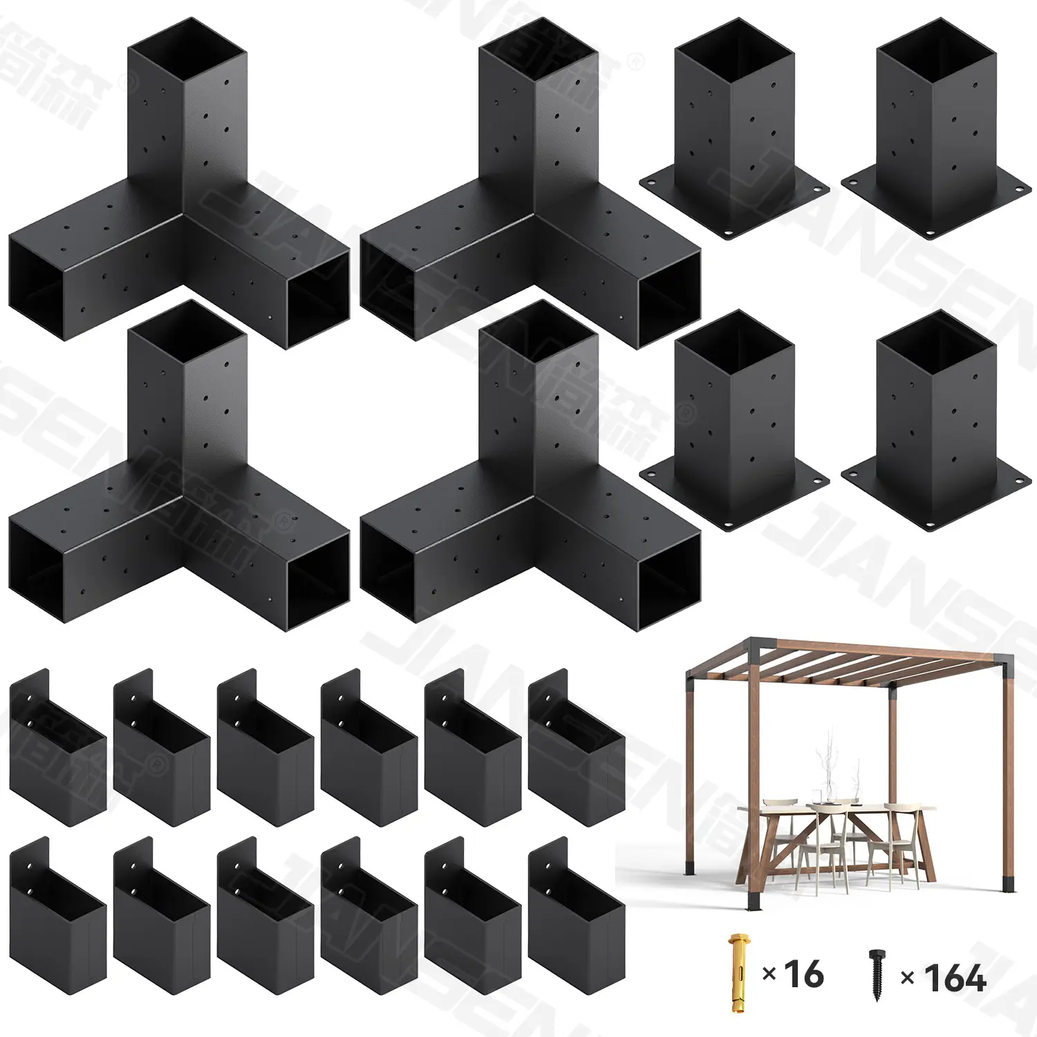 Modulare Größe DIY Pergola Brackets Kit für 4x4 6x6 Holz Metall herstellung Pergola Bracket anpassen