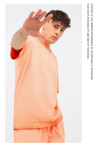 T-shirt décontracté à manches courtes surdimensionné CL-26013, style streetwear rétro vintage, délavé au soleil, 260 grammes, 100% coton lourd, col rond - Product Image 6