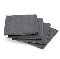 Sous-verres carrés en ardoise noire à bord naturel, écologiques, gravables, pour les fêtes, les bars et la maison