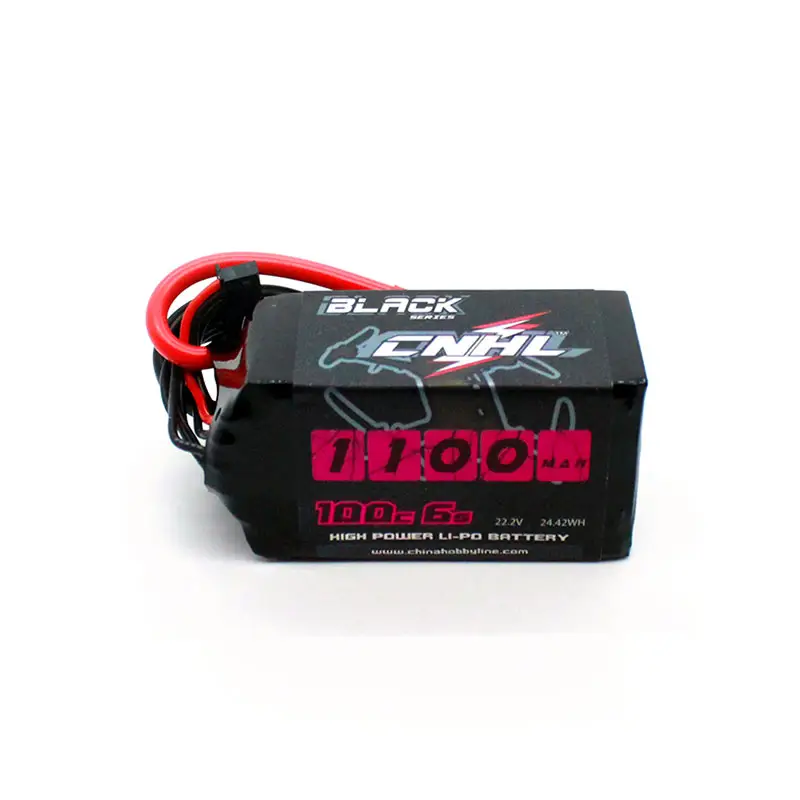 Bateria lipo de alta descarga cnhl, bateria preta de 1100mah 22.2v 6s 100c para fpv rc drone, bateria de lipo com tomada xt60