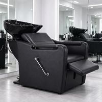 Fauteuil de lavage moderne en cuir et métal pour salons, hôtels, salons de coiffure, salles de séjour et salles de bain - Réglable, durable et facile à nettoyer