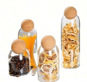 Bocal de conservation alimentaire en verre avec couvercle hermétique en liège, pot de conservation alimentaire transparent avec bouchon rond en liège pour la cuisine - Product Image 4