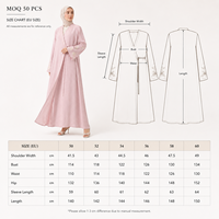 Abaya ouverte en Lyocell Slub Premium pour femme, avec manches brodées et devant enveloppant, robe modeste, marque privée OEM