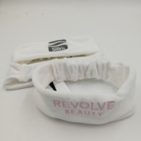 Bandeau de spa pour femme en coton éponge velours blanc brodé, style doux, pour soins du visage et douche, bandeau doux pour cheveux