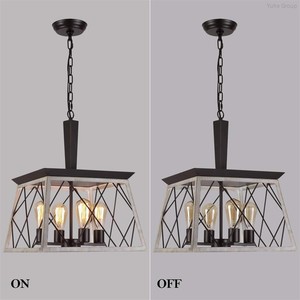 Lámpara Colgante Ovalada de Hierro Estilo Retro con Base E26, Luz LED Regulable para Decoración de Hoteles y Restaurantes - Product Image 4