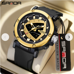 Sanda 9052 movimiento Digital analógico cuarzo deporte alarma tendencia nuevos hombres correa de silicona electrónico impermeable 12/24 reloj de pulsera - Product Image 1