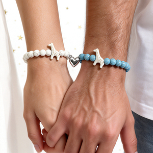 Nouveau <span class=keywords><strong>bracelet</strong></span> élastique en pierre romantique avec breloque <span class=keywords><strong>girafe</strong></span> aimant cœur anniversaire cadeau de la Saint-Valentin avec cartes - Product Image 4