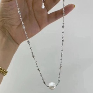 Exquisite Women's S925 Necklace with 9-12mm Freshwater <b>Edison</b> Pearl Pendant <b>Light</b> Luxury Square Sugar Design Strong White <b>Light</b> - Product Image 1