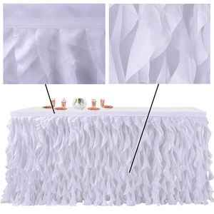 Luxueuse jupe de table en saule bouclé doré taille personnalisée décor d'événement durable glamour pour les fêtes - Product Image 6