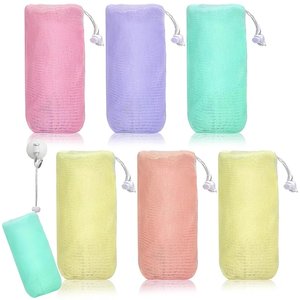 Sac à savon moussant épaissi à 6 couches, sac en filet pour nettoyant facial, filet à bulles pour douche, éponges de bain pour bébé et nettoyage corporel - Product Image 1