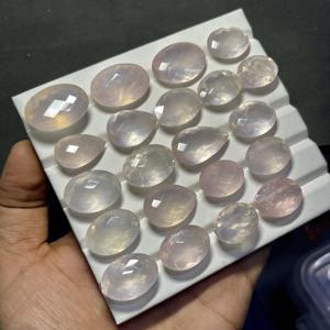 Piedras preciosas de cuarzo rosa natural, corte ovalado, iridiscentes, pulidas, sueltas, para la elaboración de joyas. - Product Image 2