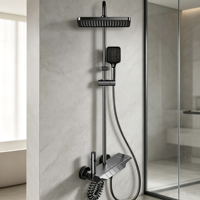 Ensemble de douche thermostatique personnalisé OEM en aluminium avec commande à touches piano, mitigeur haute pression effet pluie, accessoires de salle de bain en gros