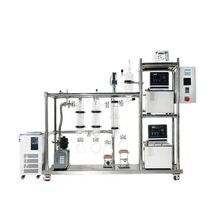 Destilación molecular híbrida de aceite de acero inoxidable, tres etapas, vidrio condensador