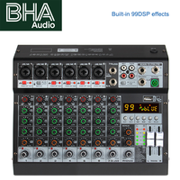 Console de mixage audio BHA M8X 8 canaux avec 99 effets DSP intégrés, USB, Bluetooth, alimentation fantôme 48V, OEM, Nouveauté 2026