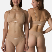 SK1209&SK1215  76nylon 24spandex Nouveau soutien-gorge et ensemble de lingerie ultra-fin à double couche couleur chair à décolleté profond pour femmes