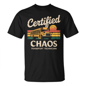 T-shirt unisexe pour adulte « Certifié Technicien de Transport Chaos » à manches courtes et col rond, idéal pour la rentrée scolaire et les remises de diplômes, avec impression sérigraphique - Product Image 2