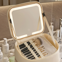 Sac de toilette de voyage personnalisé de petite taille, fabricants de cosmétiques, sac de maquillage personnel avec miroir LED, sac de maquillage LED