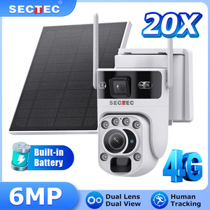 Sectec ống kính kép kép xem 20x Zoom quang học năng lượng mặt trời Máy ảnh PIR con người phát hiện đầy đủ màu sắc tầm nhìn ban đêm an ninh PTZ CCTV Camera - Product Image 6