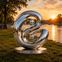 Escultura Orb 3D de Acero Inoxidable Pulido de Doble Armonía Personalizada con Temática Musical y de Cruz - Monumento Moderno para el Día Nacional en Espacios Públicos