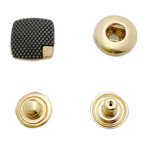 12mm kişiselleştirilmiş giyim kazınmış kare metal düğme özel metal baskı düğmesi için logo ile deri konfeksiyon kot